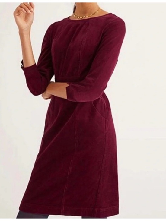 Boden Dresses & Skirts - Boden Corduroy 3/4 Sleeve Dress - Cranberry 6R